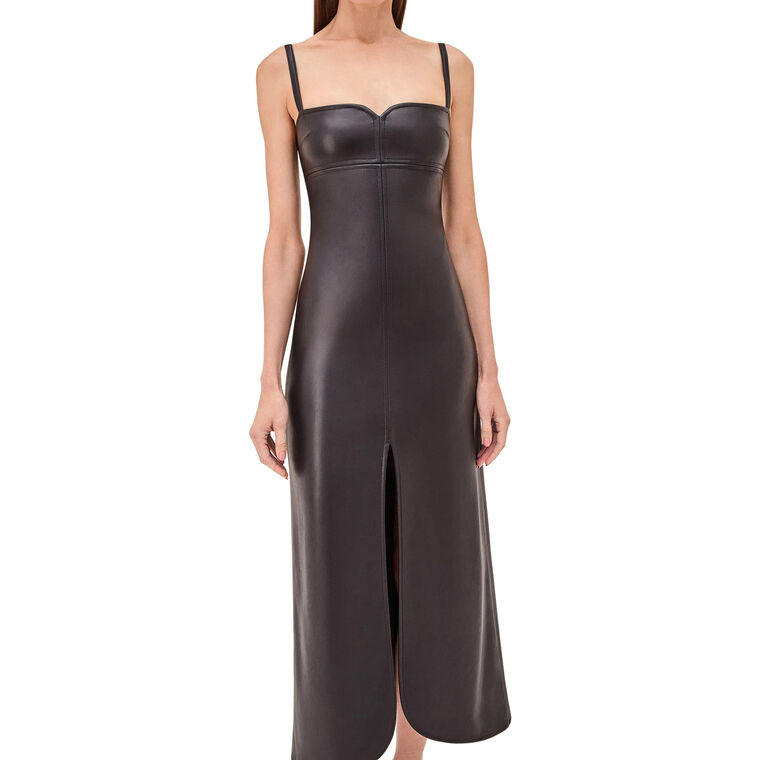 Jaline Vegan Leather Midi Dress image number null