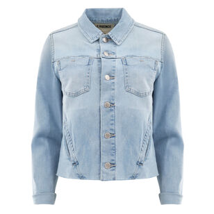 Janelle Slim-Fit Raw-Edge Denim Jacket