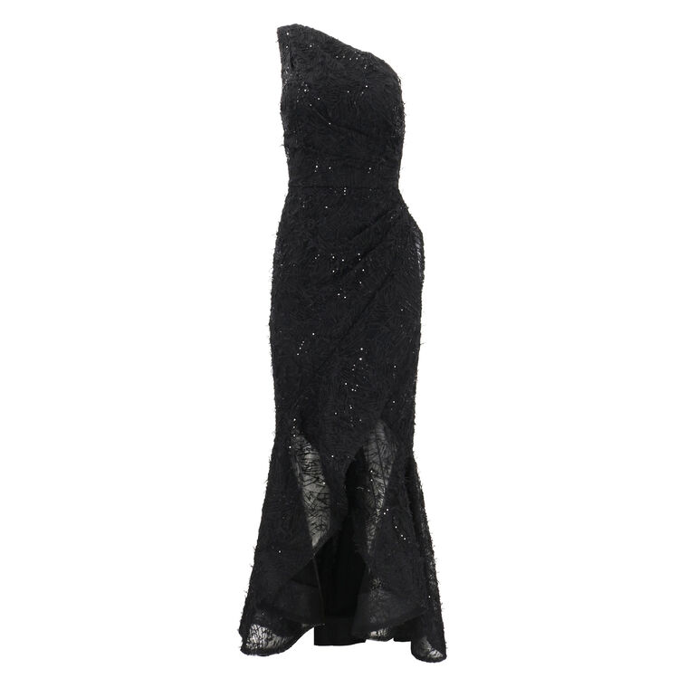 Embroidered Sequin Lace One Shoulder Gown image number null