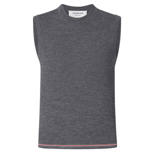 Sleeveless Rib Stitch Shell Top In Merino Wool