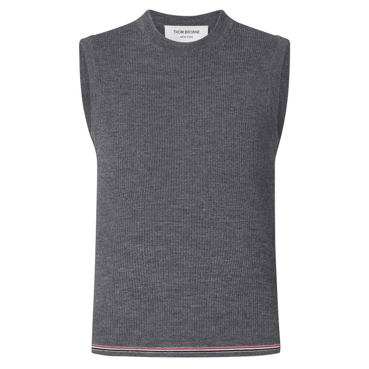 Sleeveless Rib Stitch Shell Top In Merino Wool image number null