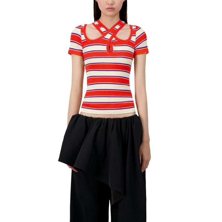 Criss Cross Striped Top image number null