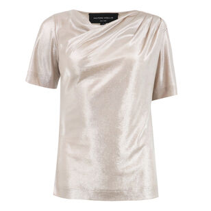 Foiled Jersey Asymmetric Short Sleeve Top