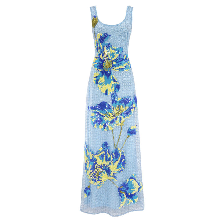 Jackie Sleeveless Scoop Neck Floral Applique Gown image number null