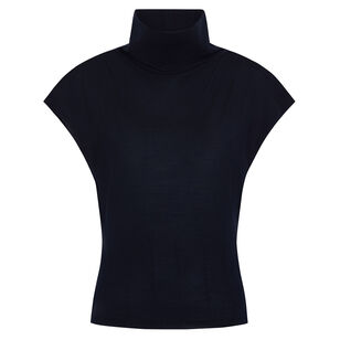 Funnel Neck Sleeveless Merino Wool Top