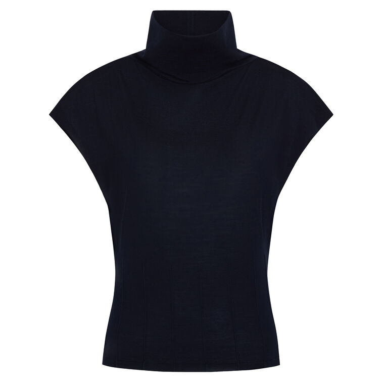 Funnel Neck Sleeveless Merino Wool Top image number null