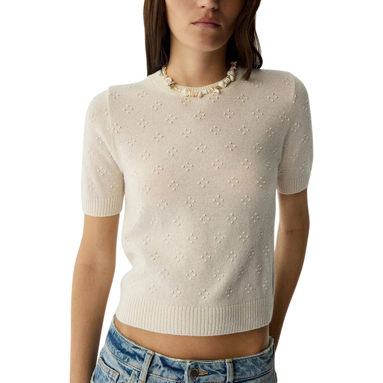 Compass Short Sleeve Cashmere Sweater Tee image number null