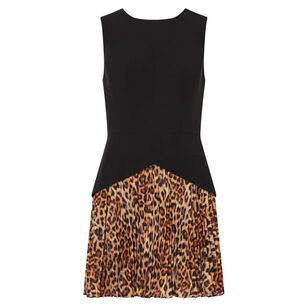 Haddy Sleeveless Leopard Print Pleated Mini Dress