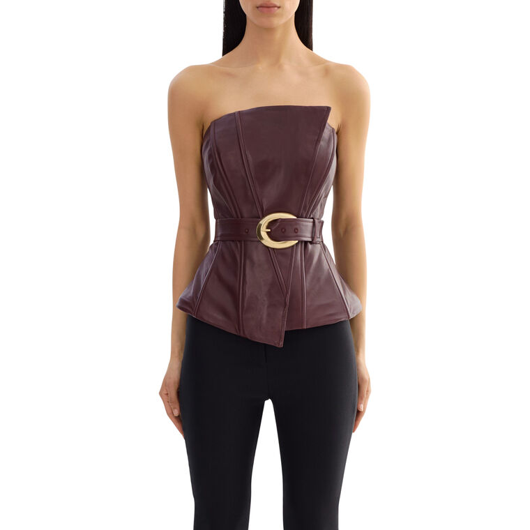 Cala Belted Leather Bustier image number null