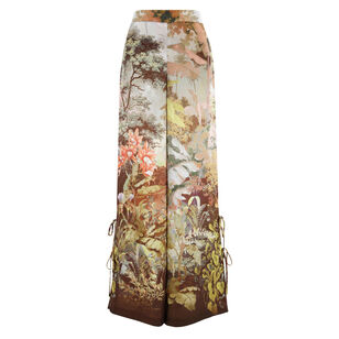 Helena Wide-Leg Botanical-Print Pants