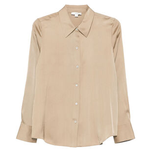 Silk-Blend Slim Fit Classic Button-Front Blouse