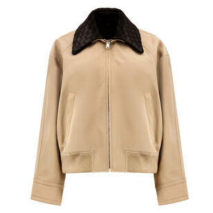 Cotton Twill Blouson With Detachable Leather Collar
