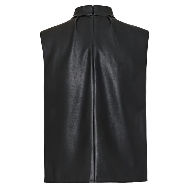 London Vegan Leather Tie Neck Sleeveless Top image number null