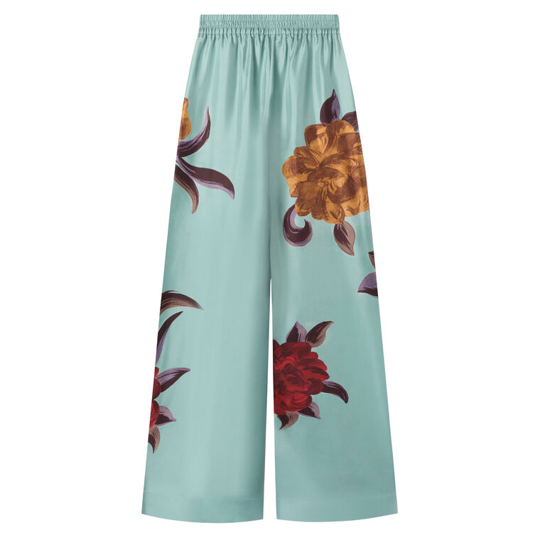 Silk Twill Palazzo Pants image number null