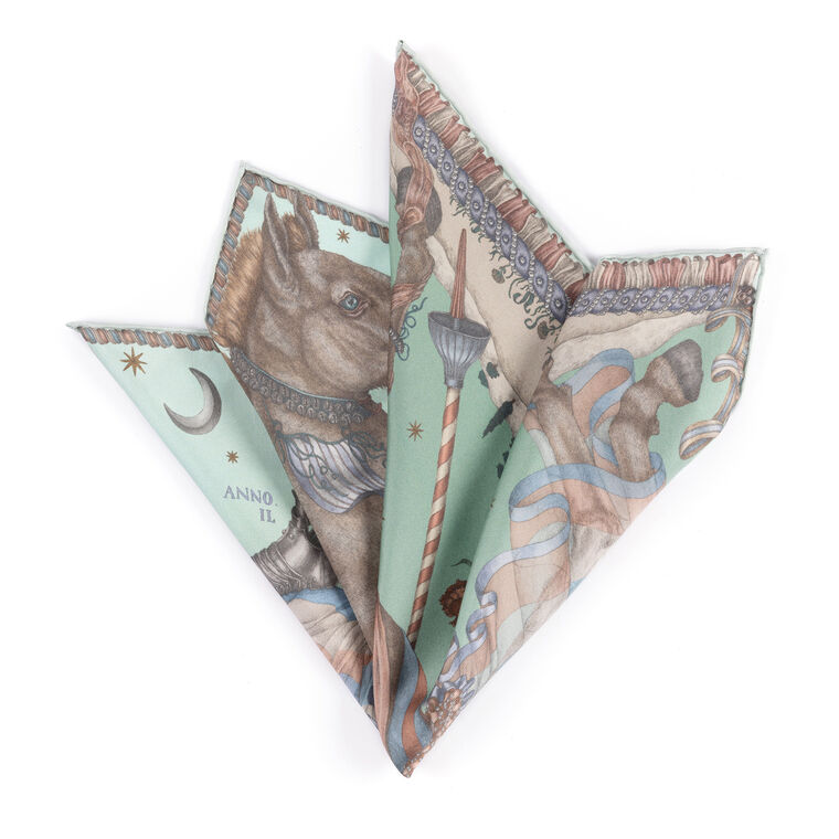 The Celestial Steed Silk Twill Small Square Scarf image number null