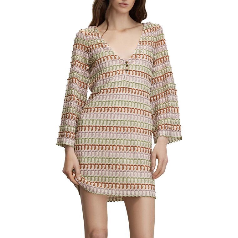 Novein Bell-Sleeve Crochet Mini Dress image number null