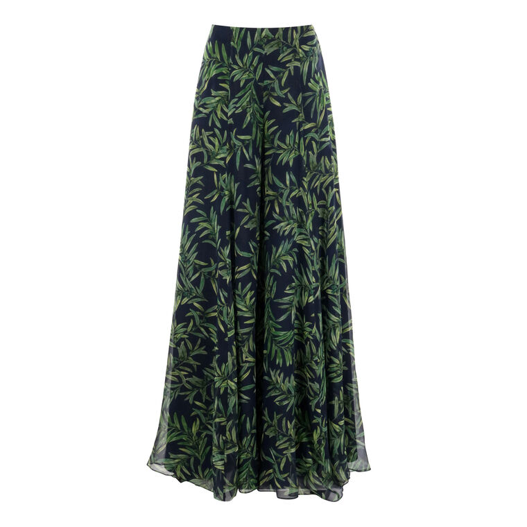 Olive Branch Print Extra Wide Leg Pants image number null