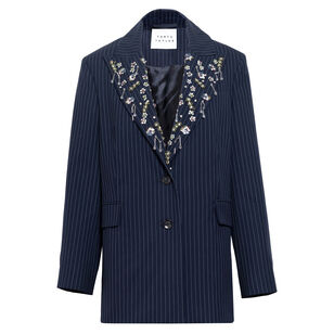 Brooks Pinstripe Jacket With Embellished Lapels