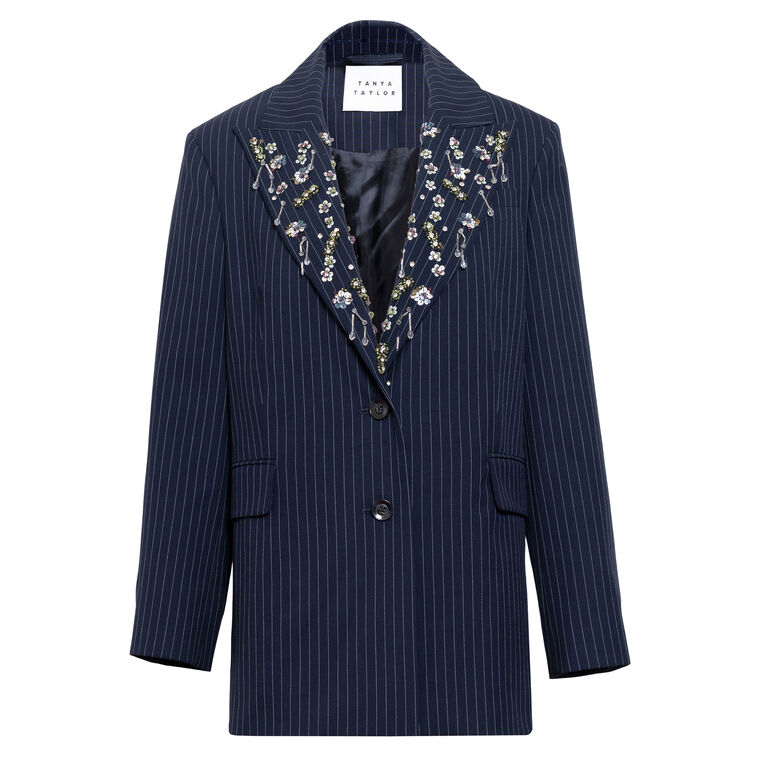 Brooks Pinstripe Jacket With Embellished Lapels image number null