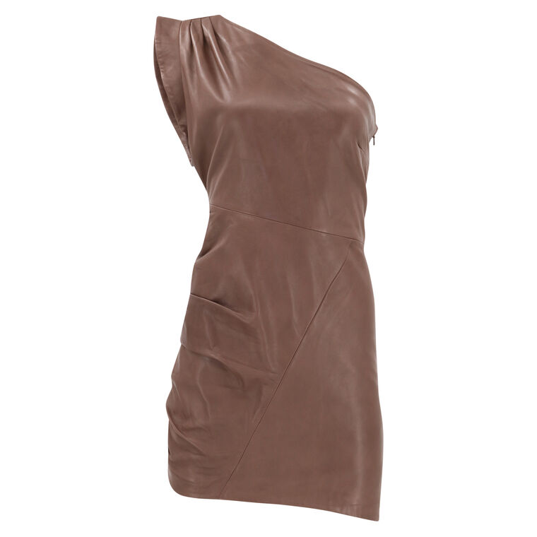 Corey One-Shoulder Leather Dress image number null