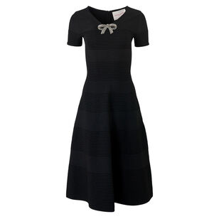 Crystal Bow Knit Midi Dress