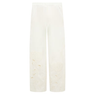 Embroidered Beauty Wide-Leg Linen Pant