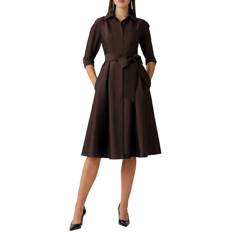 Belted Taffeta Shirt Dress image number null