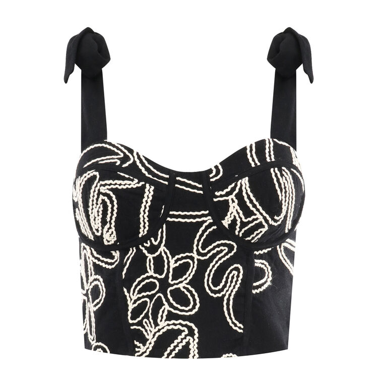 Embroidered Linen Lace Top image number null