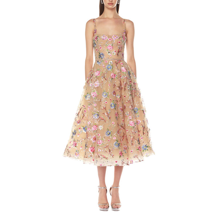 Mademoiselle Embroidered Floral Midi Dress image number null