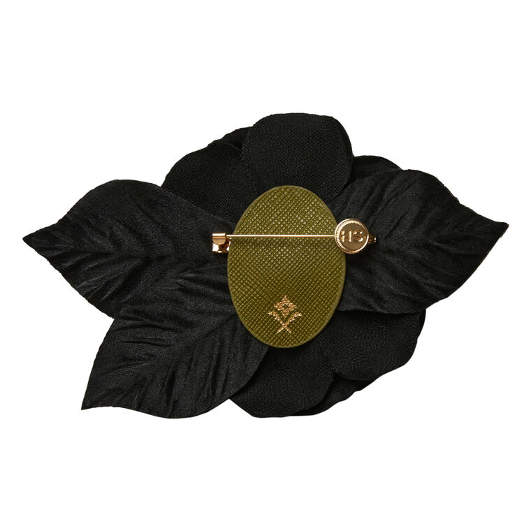 Small Leather Gardenia Brooch image number null