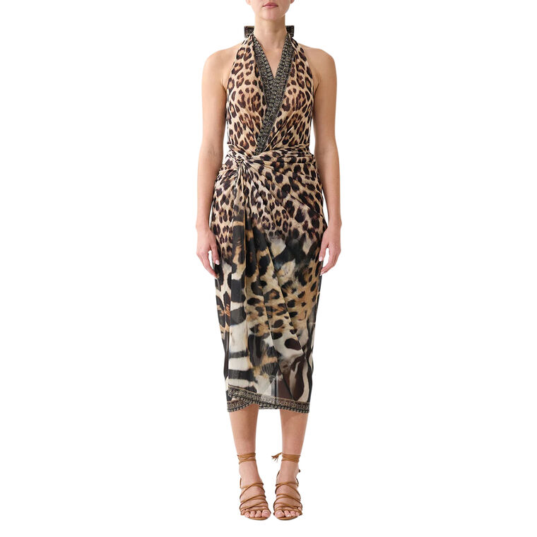 Side Twist Halterneck Jersey Midi Dress image number null