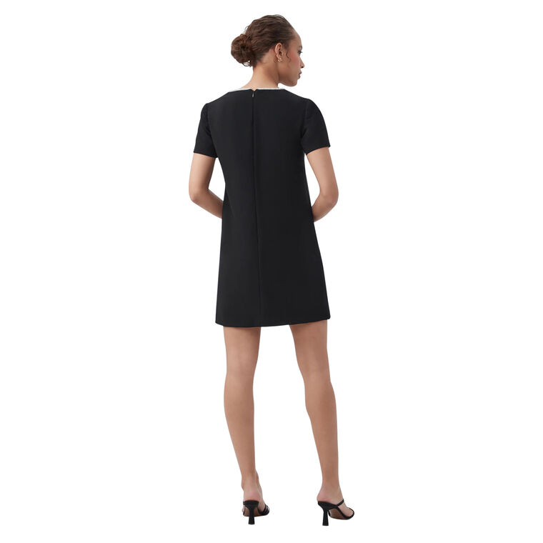 Obelle V-Neck Short Sleeve Mini Dress With Rhinestone Trim image number null