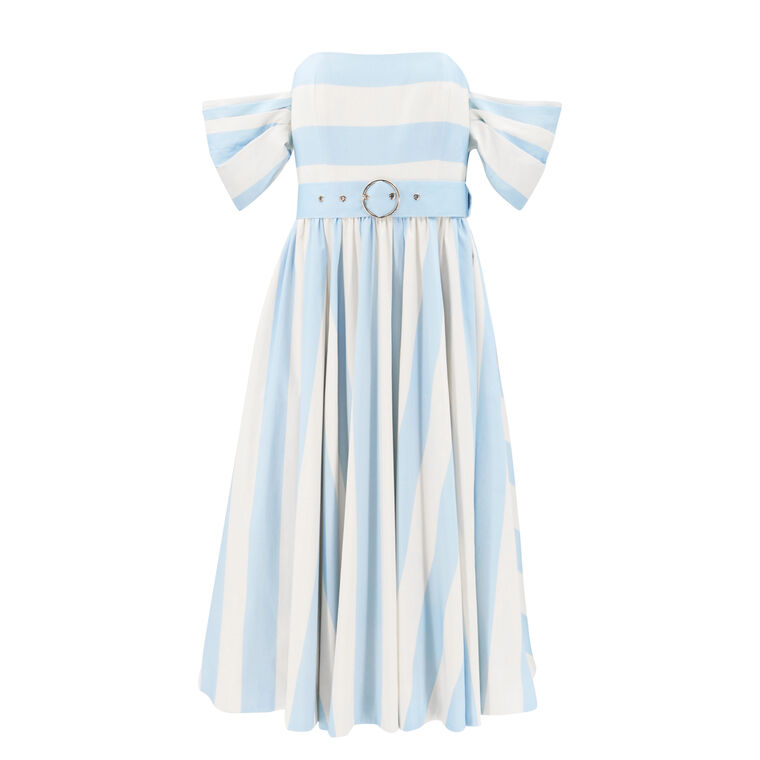 Odette Striped Off-Shoulder Midi Dress image number null