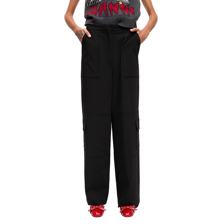 Solid Twill Suiting Cargo Pant image number null