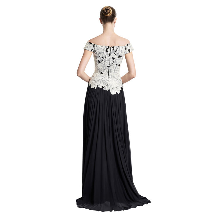 Sequin Embroidered Off-The-Shoulder Gown image number null