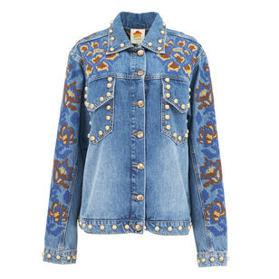 Embroidered Studded Denim Jacket