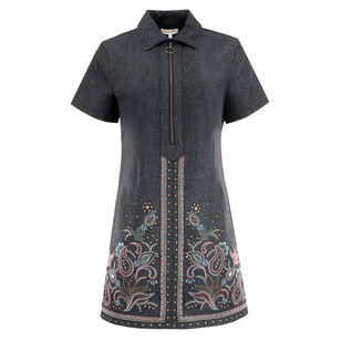 Kristen Embroidered Denim Mini Dress