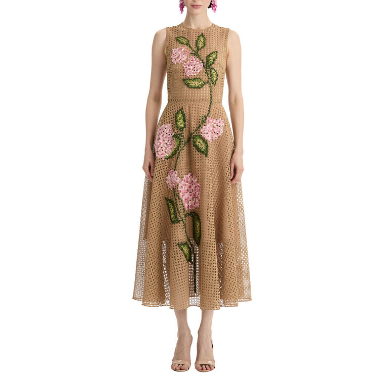 Sleeveless Porcelain Flower Lattice Dress image number null