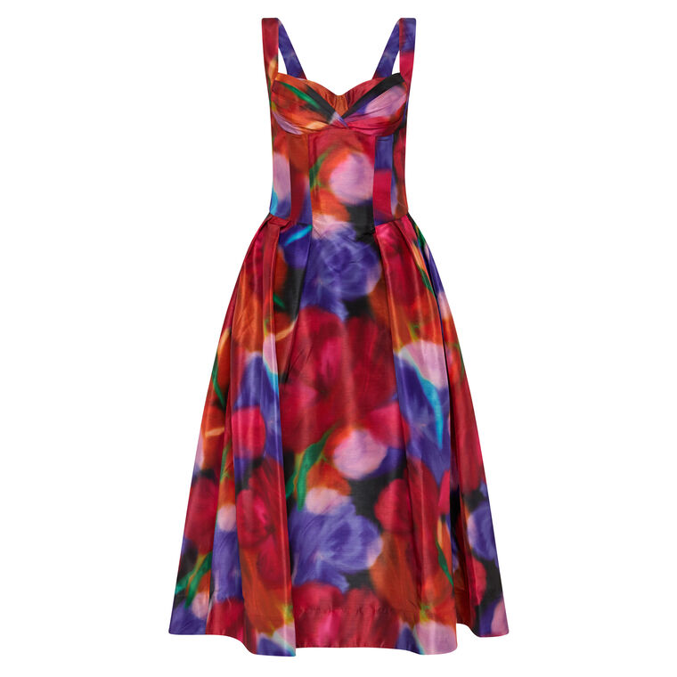 Cabaret Roses Sleeveless Midi Dress image number null