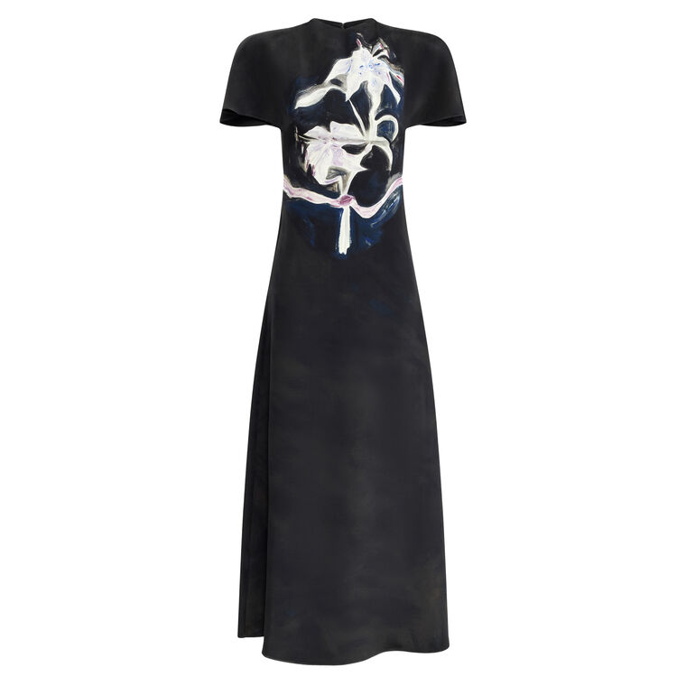 Daisy Short Sleeve Silk Midi Dress image number null