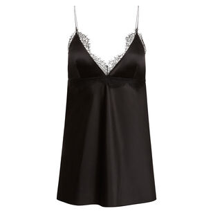 V-Neck Top With Fine Straps In Satin