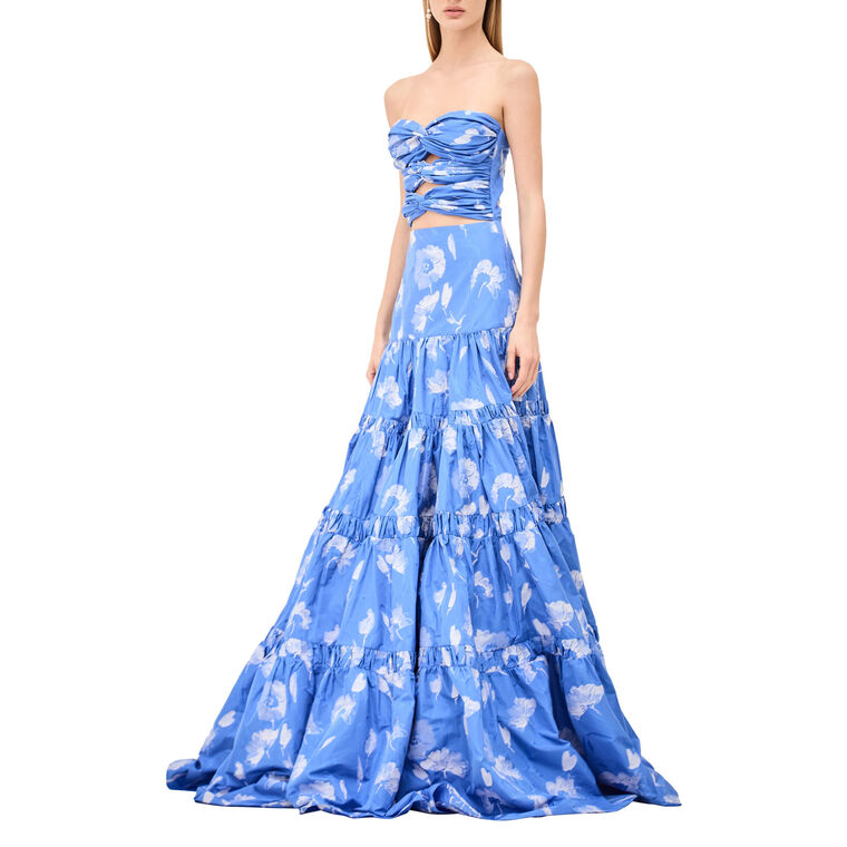 Lucente Strapless Twisted Bodice Tiered Maxi Dress image number null