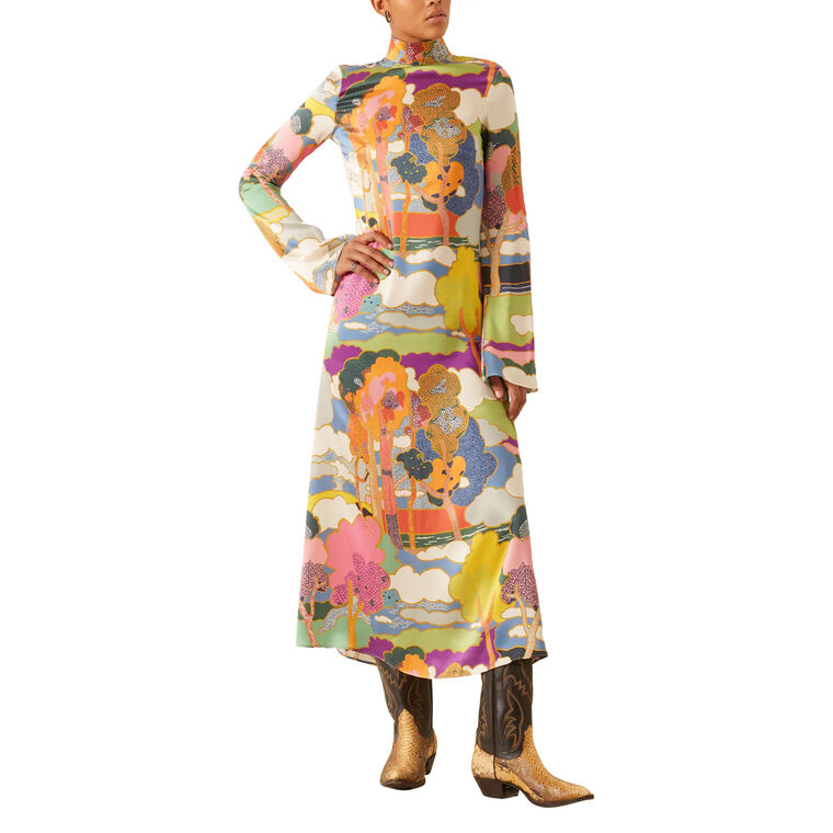 Nia Aurora Silk Midi Dress image number null