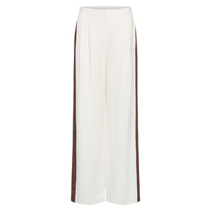 Sulli Pleated Wide-Leg Pant With Tuxedo Stripe