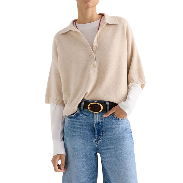Short Sleeve Cashmere Polo Sweater image number null