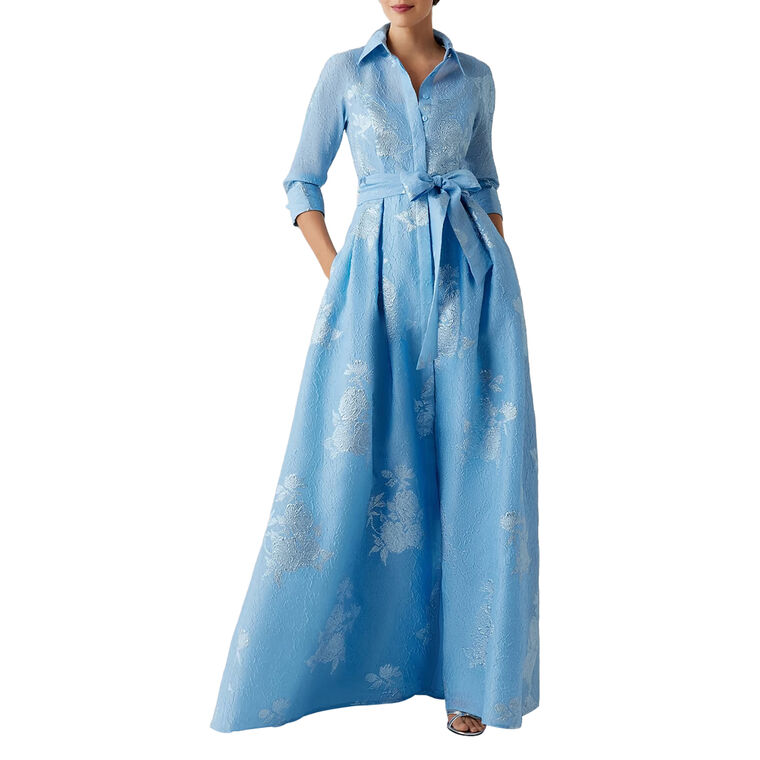Metallic Jacquard Shirt Waist Gown image number null
