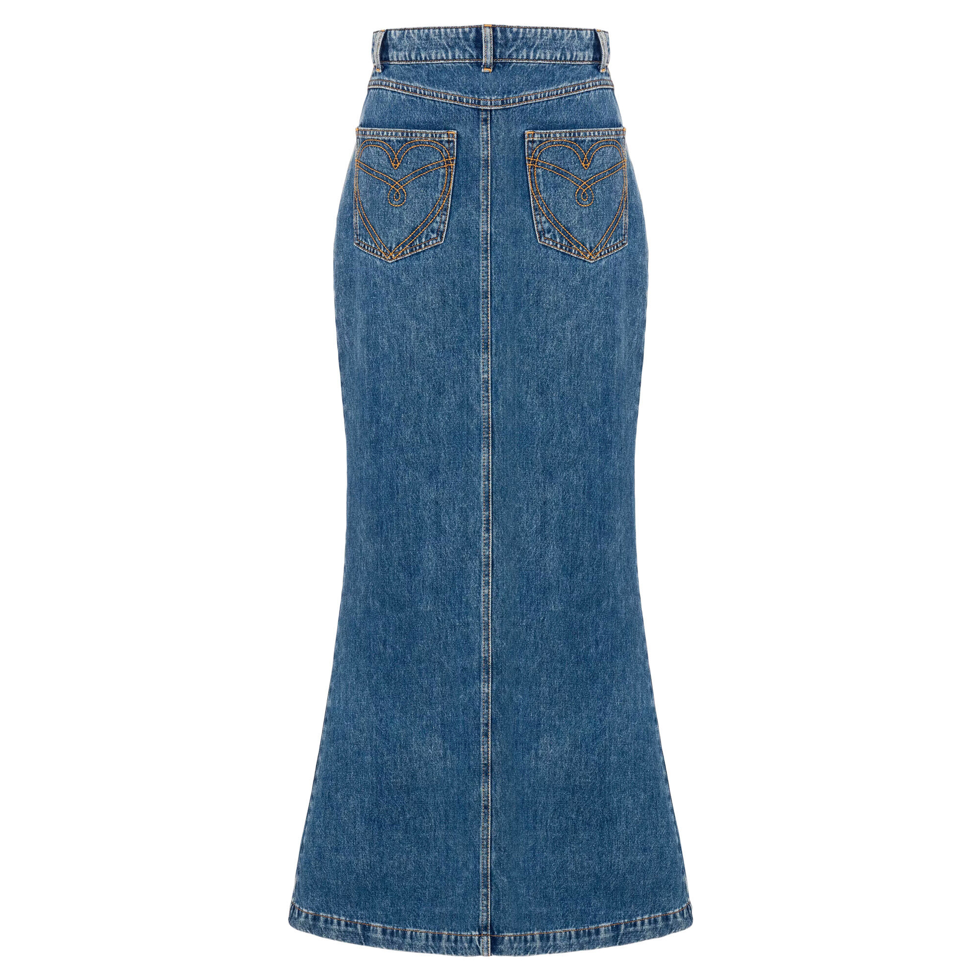Front Heart Pocket Denim Skirt