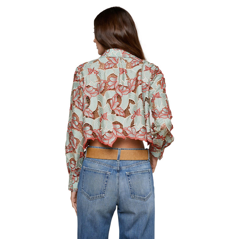 Akemi Cropped Floral Lace Blouse image number null