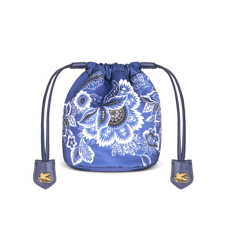 Printed Satin Pouch Drawstring Purse image number null