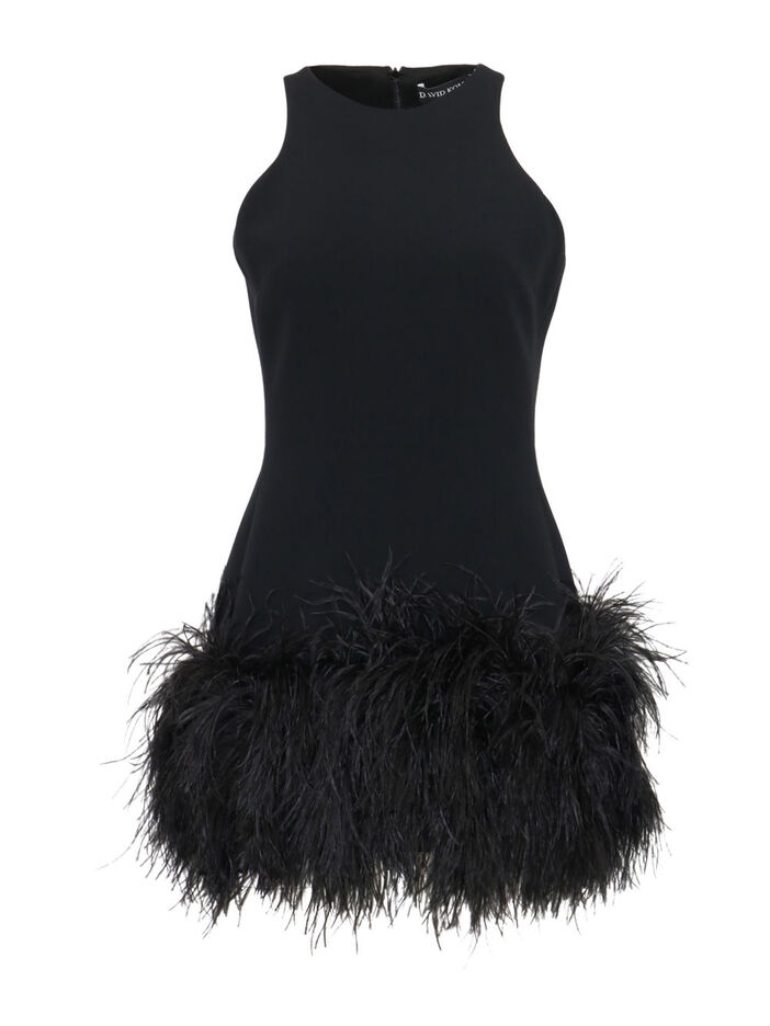 Feather Hem Sleeveless Mini Dr image number null